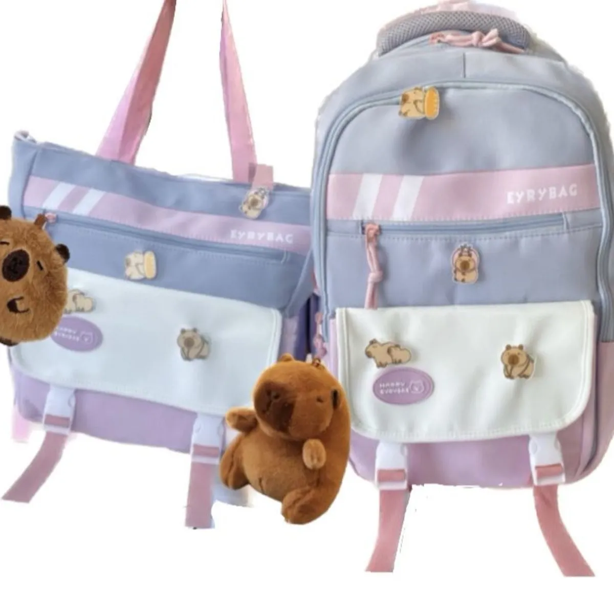 GENERICO - PACK MOCHILA + LONCHERA ESCOLAR CAPyBARA TAMAÑO OFICIO