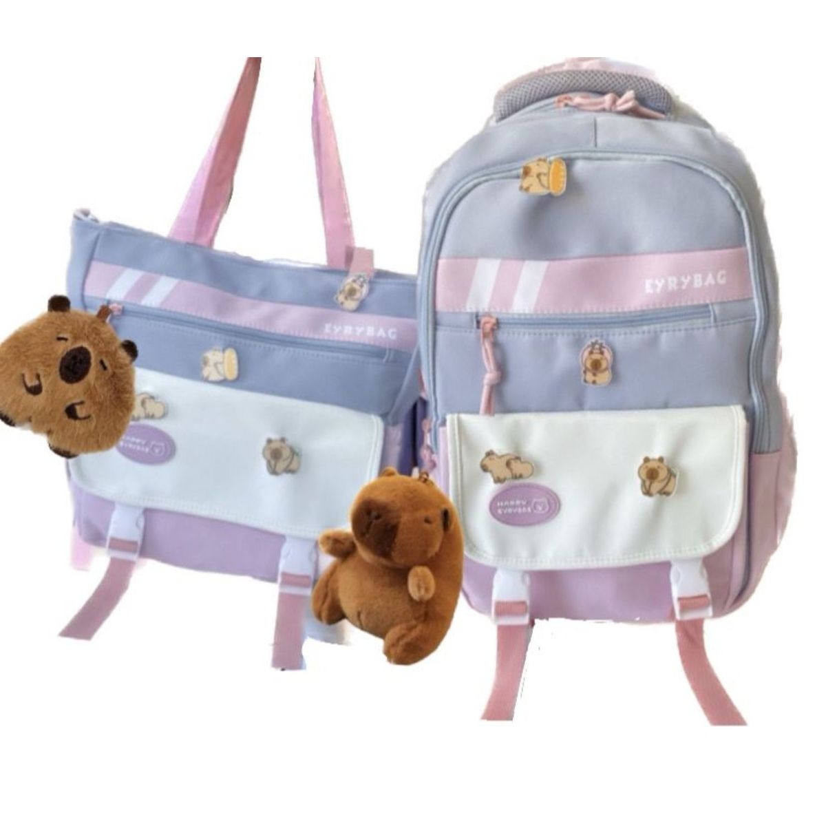 GENERICO - PACK MOCHILA + LONCHERA ESCOLAR CAPyBARA TAMAÑO OFICIO