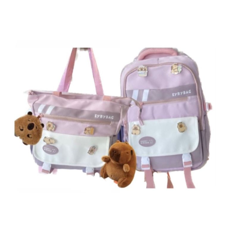 GENERICO - PACK MOCHILA + LONCHERA ESCOLAR CAPyBARA TAMAÑO OFICIO