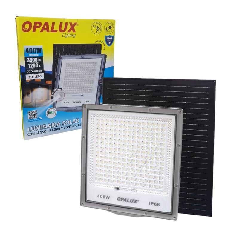 OPALUX - Reflector LED con Panel Solar y Control Remoto 400W 3500LM