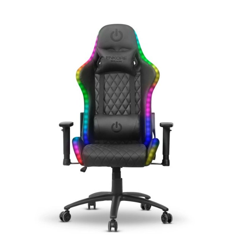 ENKORE - Silla Gamer 2D RGB Ergonómica Brain GC1003+ Negro