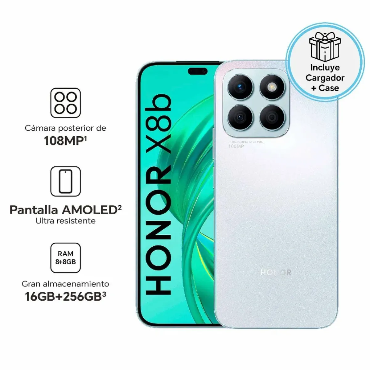 HONOR - Celular Libre Honor X8B 6,7 pulg 256GB 8GB RAM Titanium Silver