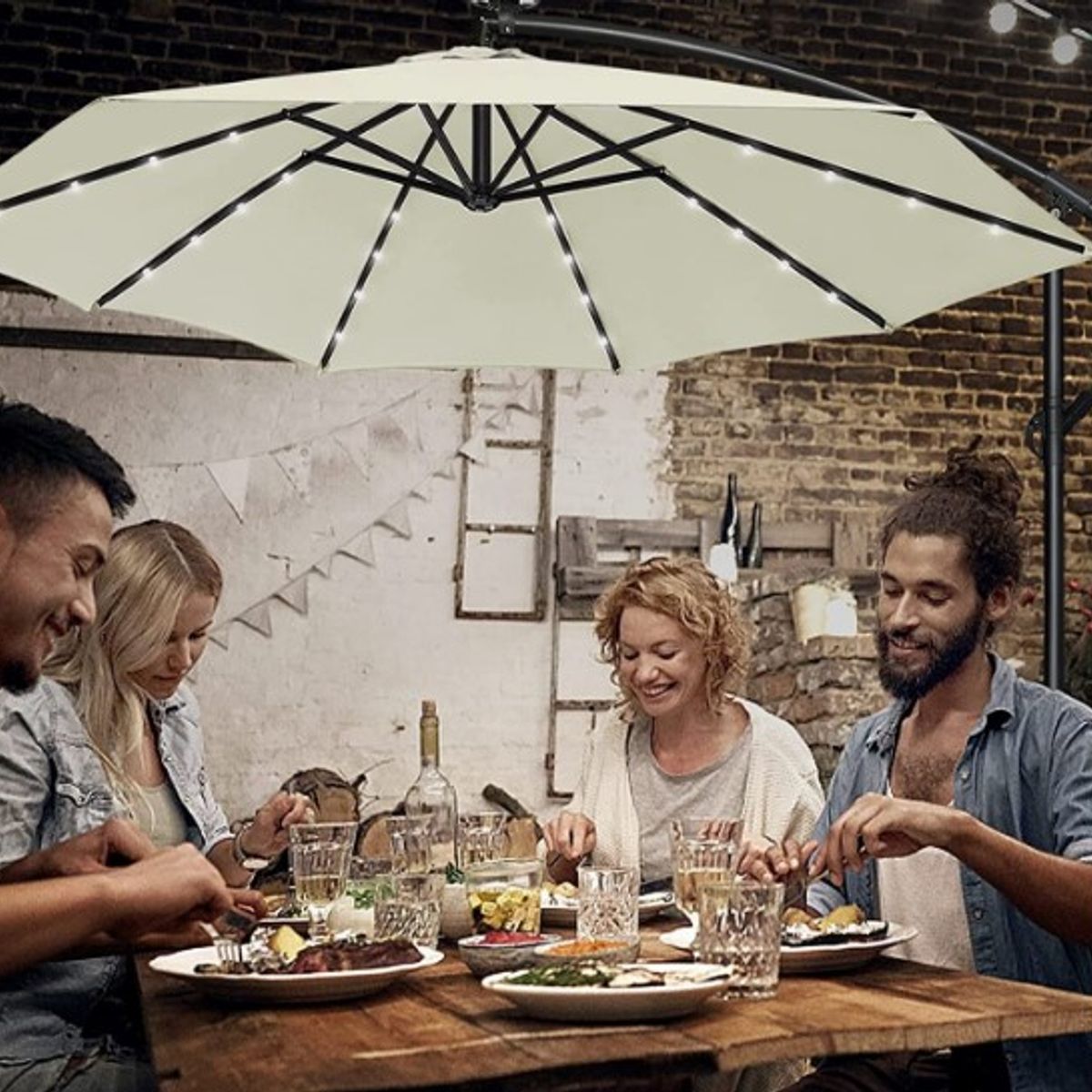 GENERICO - Parasol Lateral 3 Metros  UV80 Led Solar Color