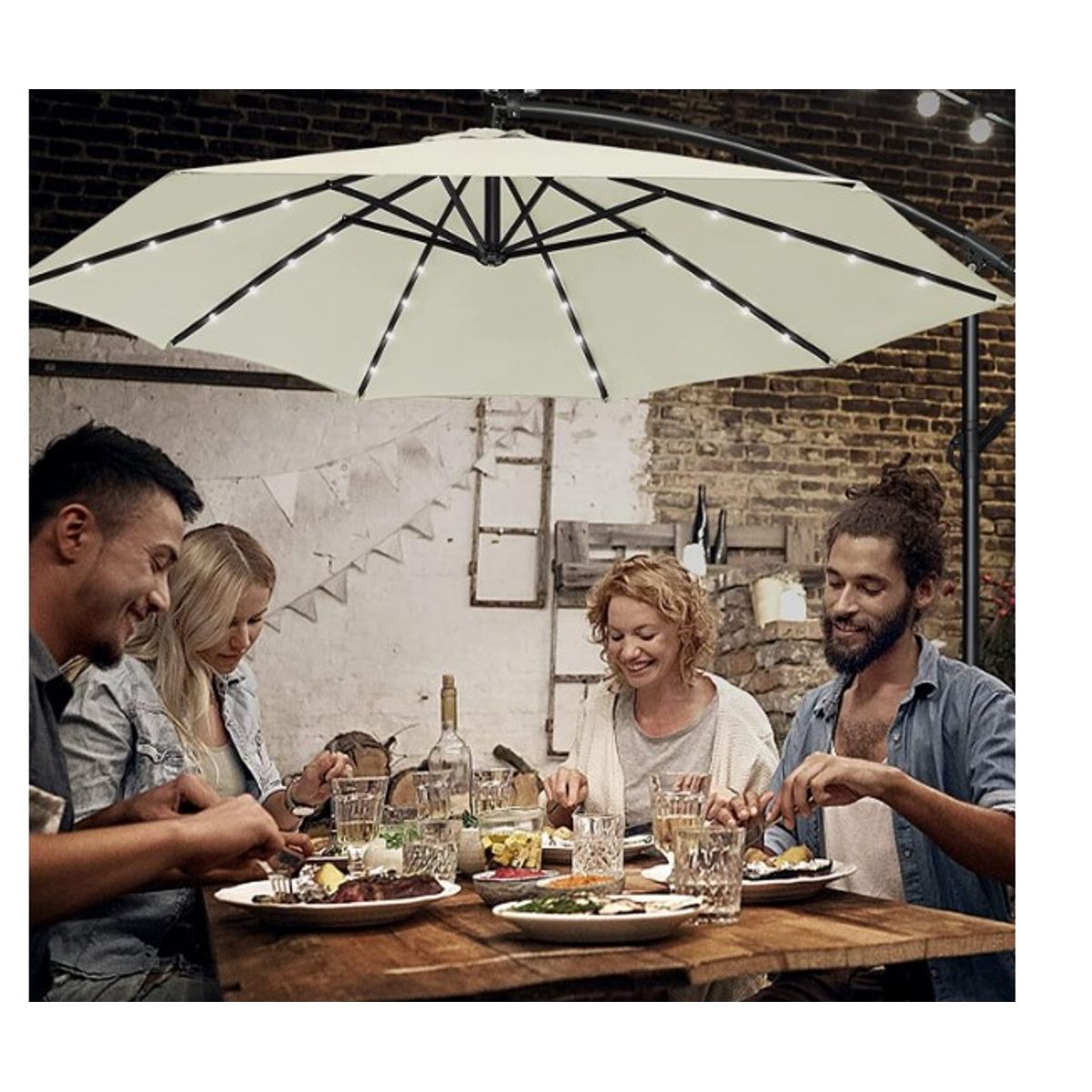 GENERICO - Parasol Lateral 3 Metros  UV80 Led Solar Color