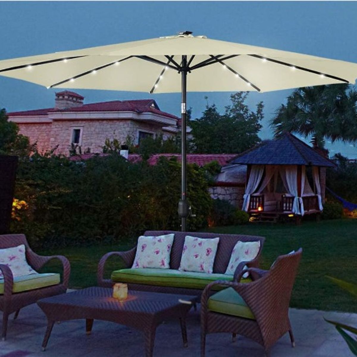 GENERICO - Parasol Lateral 3 Metros  UV80 Led Solar Color