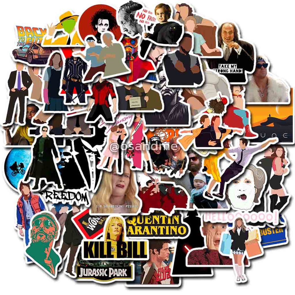 GENERICO - Sticker Peliculas pack 50 pegatinas Movie resistente al agua