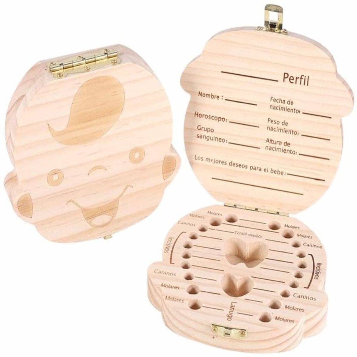 GENERICO - CAJA DE DIENTES DE LECHE PARA BEBÉ DE MADERA NIÑO