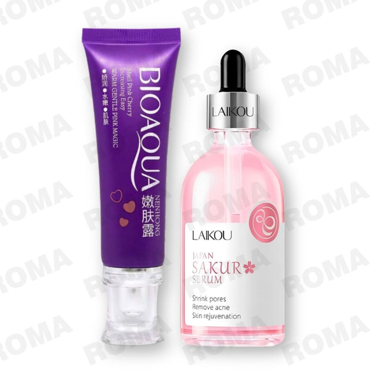 GENERICO - PACK CREMA BLANQUEADORA DE ZONAS BIOAQUA y SERUM JAPAN SAKURA LAIKOU
