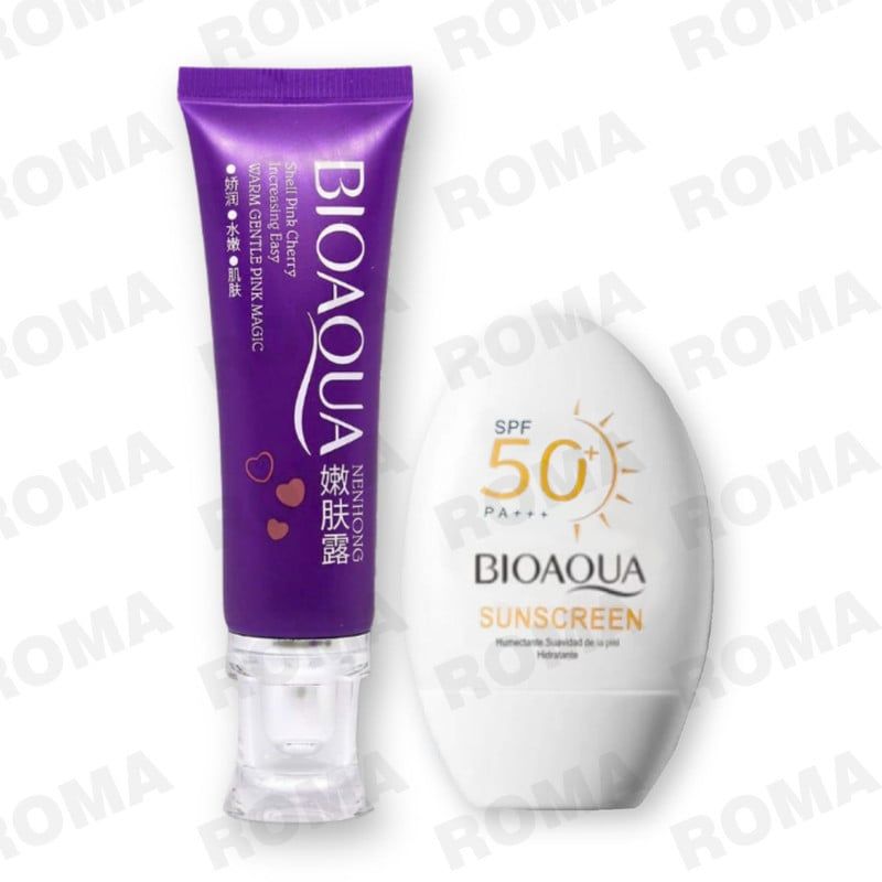 BIOAQUA - PACK CREMA BLANQUEADORA DE ZONAS y PROTECTOR SOLAR HIDRATANTE SPF50