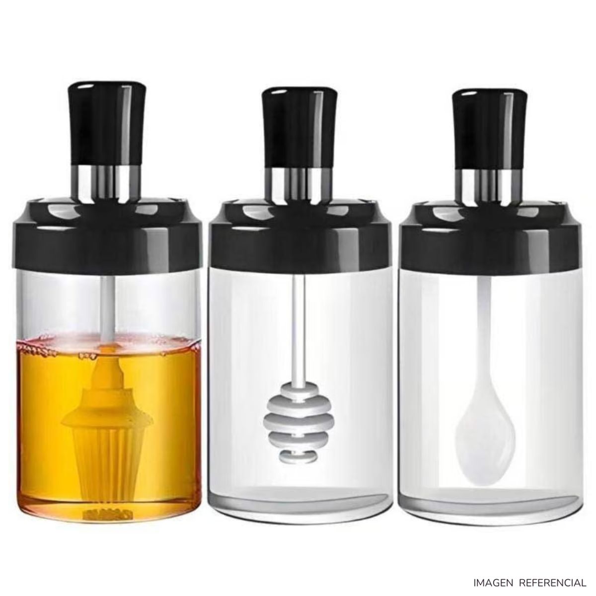 INSPIRA MARKET - Set x3 condimentero con cucharita mielero aceitero