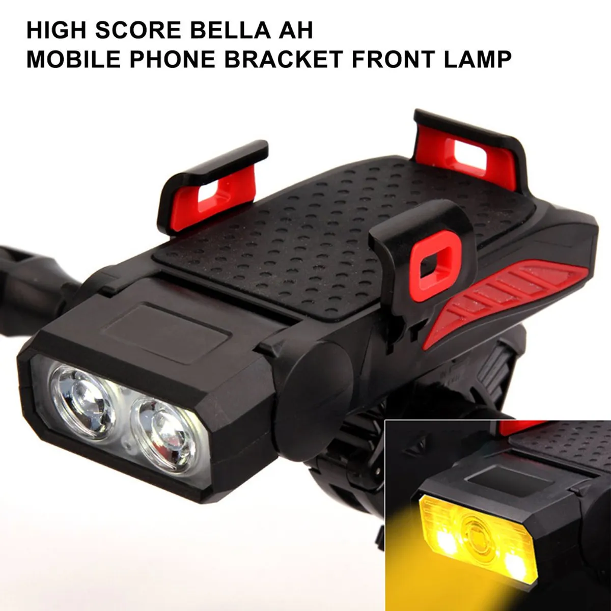 GENERICO - Linterna luz led / bocina / power para bicicleta 4 en 1-rojo