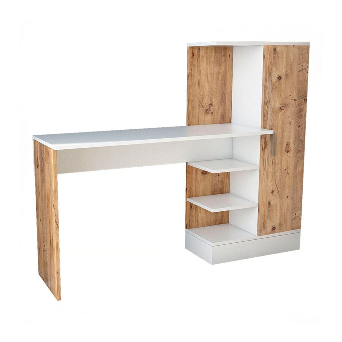 BARAKA HOME - Escritorio Con Cajones Y Repisa Tarawa - Blanco Y Damasco