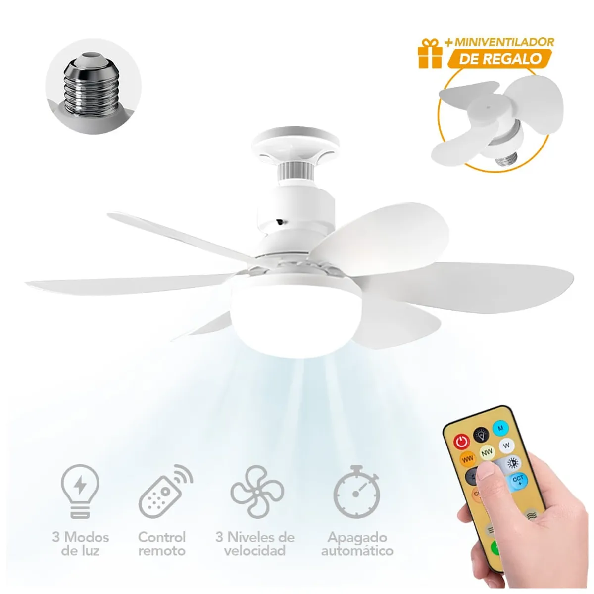 KELLER - Foco Ventilador LED de 40W con Control K13 Y Ventilador GF0 de Regalo