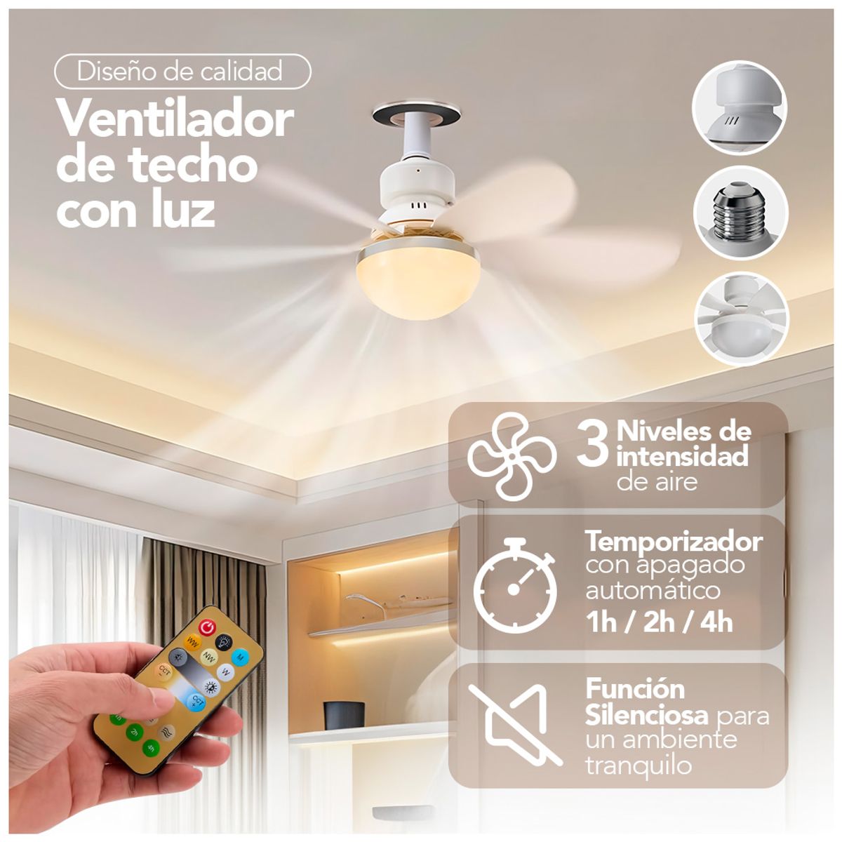 KELLER - Foco Ventilador LED de 40W con Control K13 Y Ventilador GF0 de Regalo