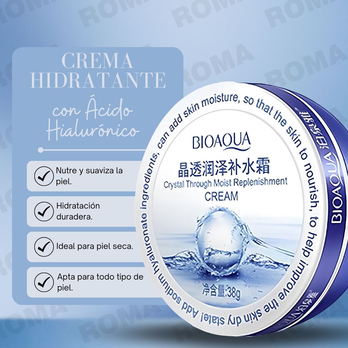 BIOAQUA - PACK 3 CREMA HIDRATANTE DE ACIDO HIALURÓNICO 114G