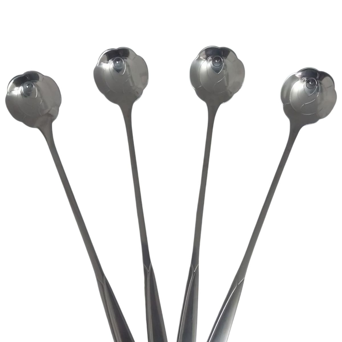 WELL BEING - Combo 4 Cucharas Acero Inox – Diseño Rosa -Toque Moderno