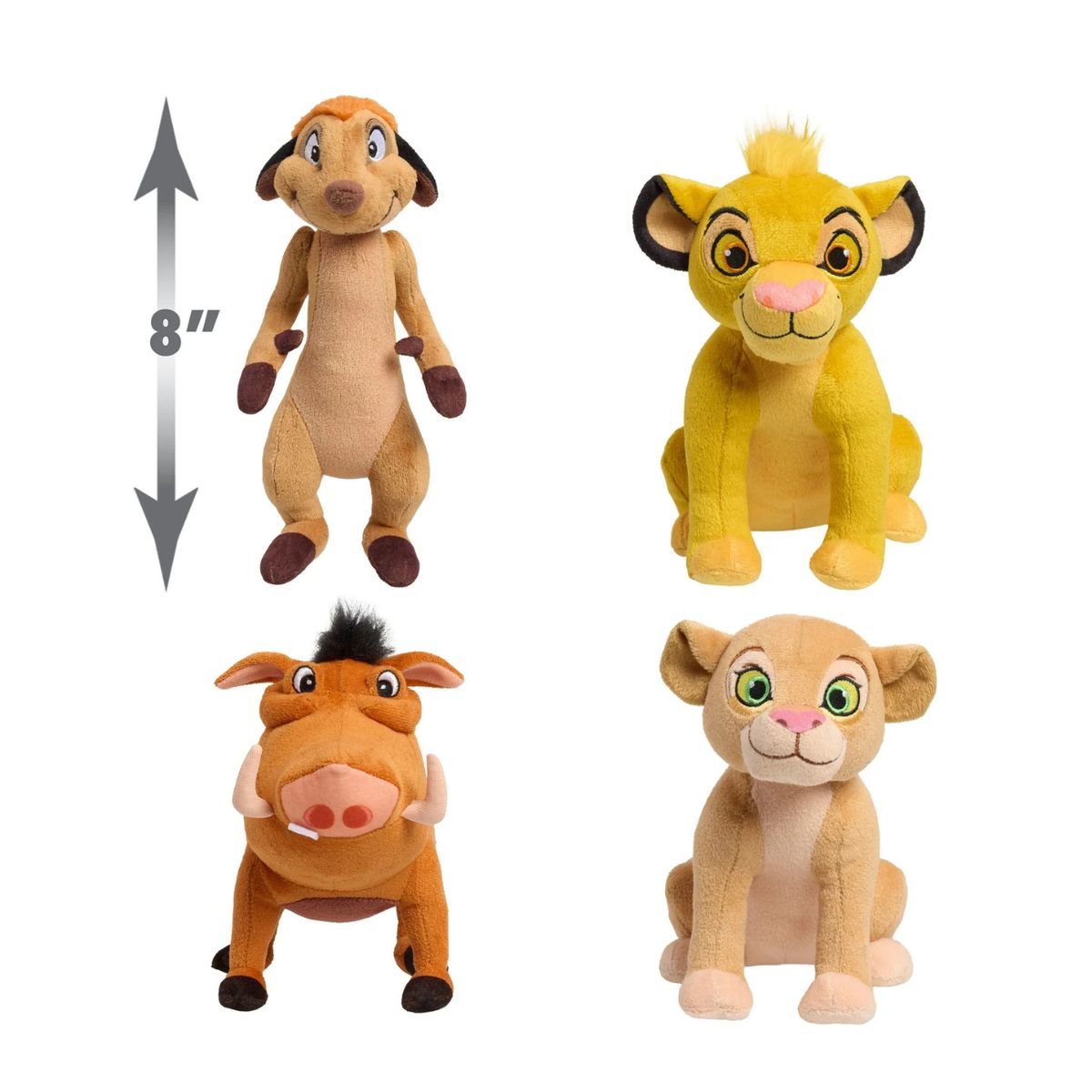JUST PLAY - El Rey León set 4 Peluches - The Lion King Simba Pumbaa Nala