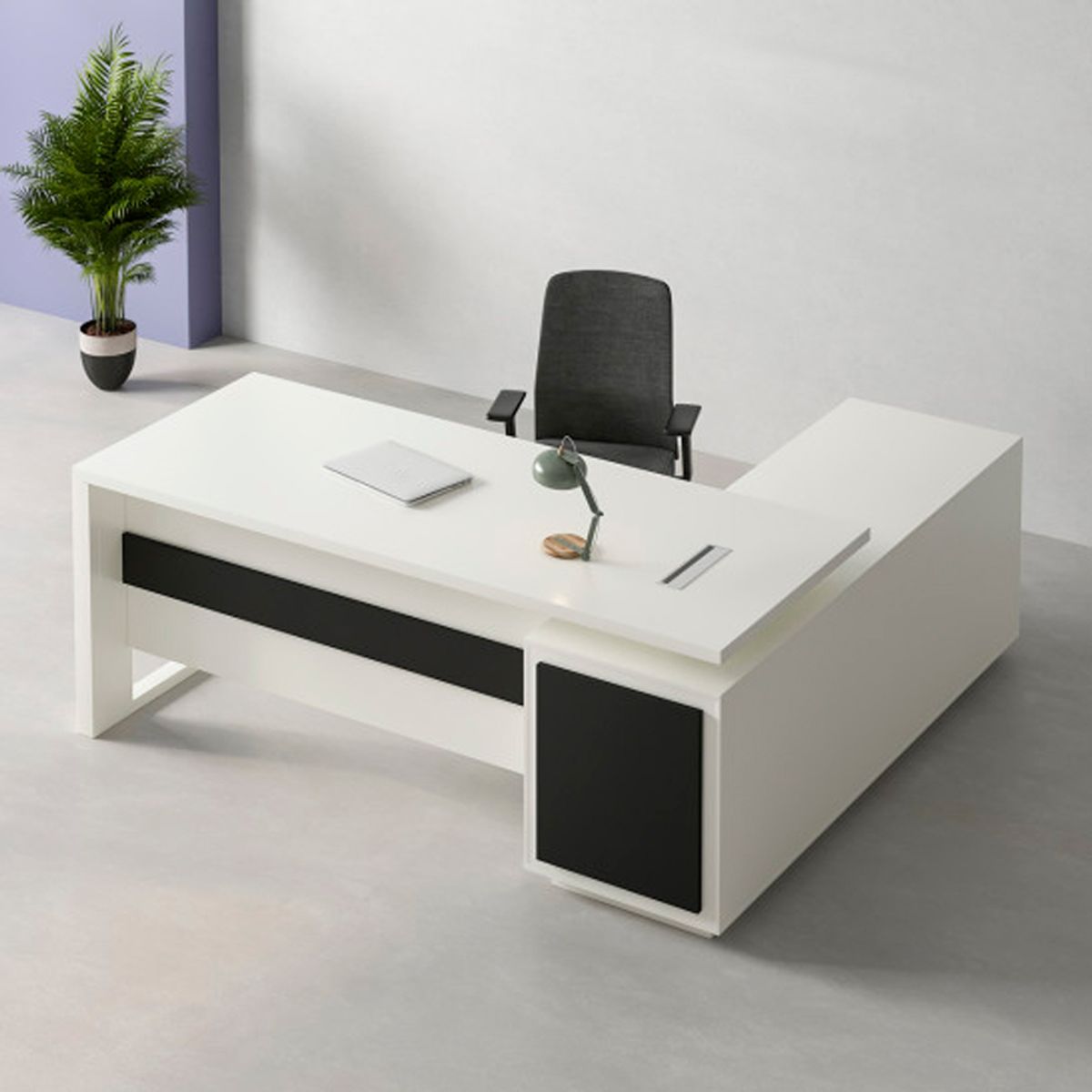 BARAKA HOME - Escritorio Con Cajones Paris - Blanco Y Negro