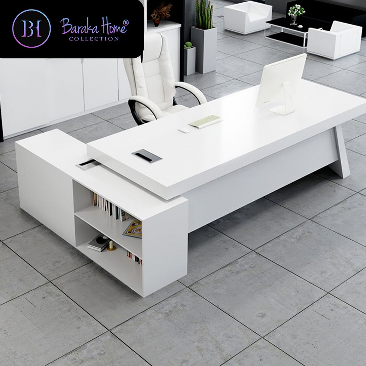 BARAKA HOME - Escritorio Con Cajones Paris - Blanco Y Negro