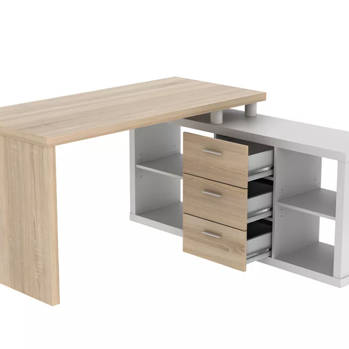 BARAKA HOME - Escritorio Con Cajones Buota - Damasco Y Blanco