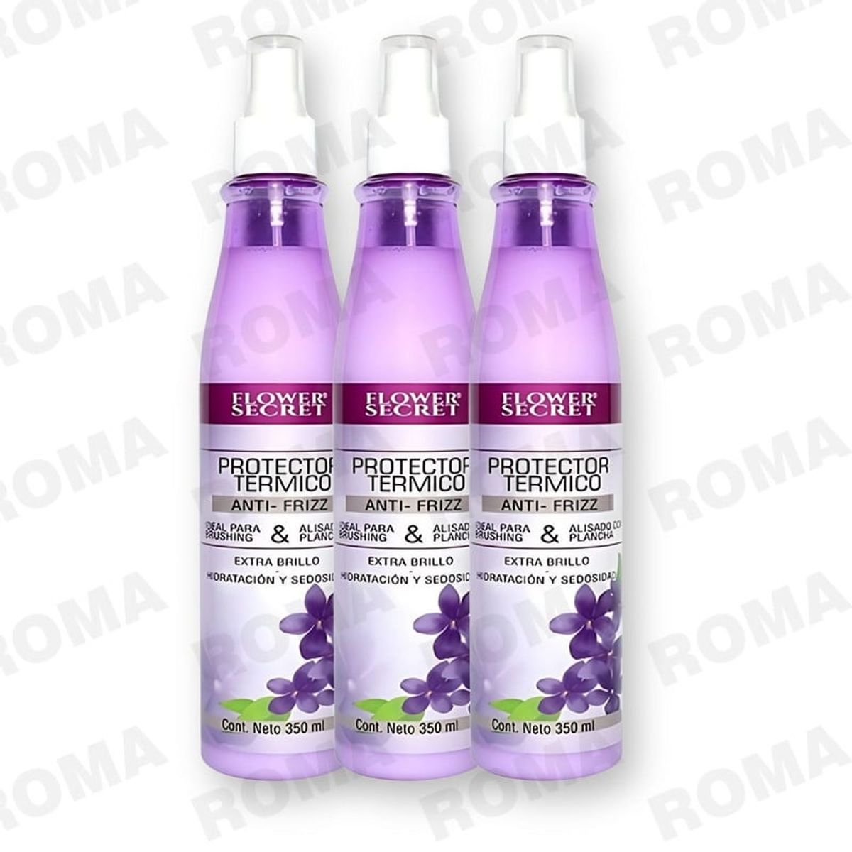 GENERICO - PACK 3 PROTECTOR TÉRMICO ANTI FRIZZ FLOWER SECRET 1050ML