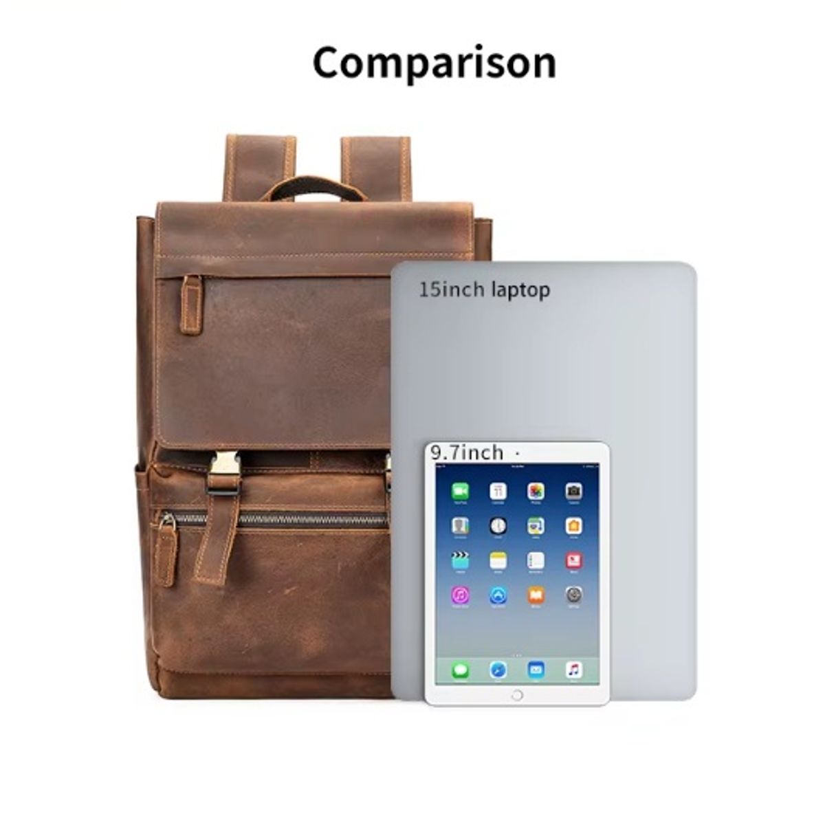 GENERICO - Mochila de Cuero Vacuno Marron Gran Capacidad