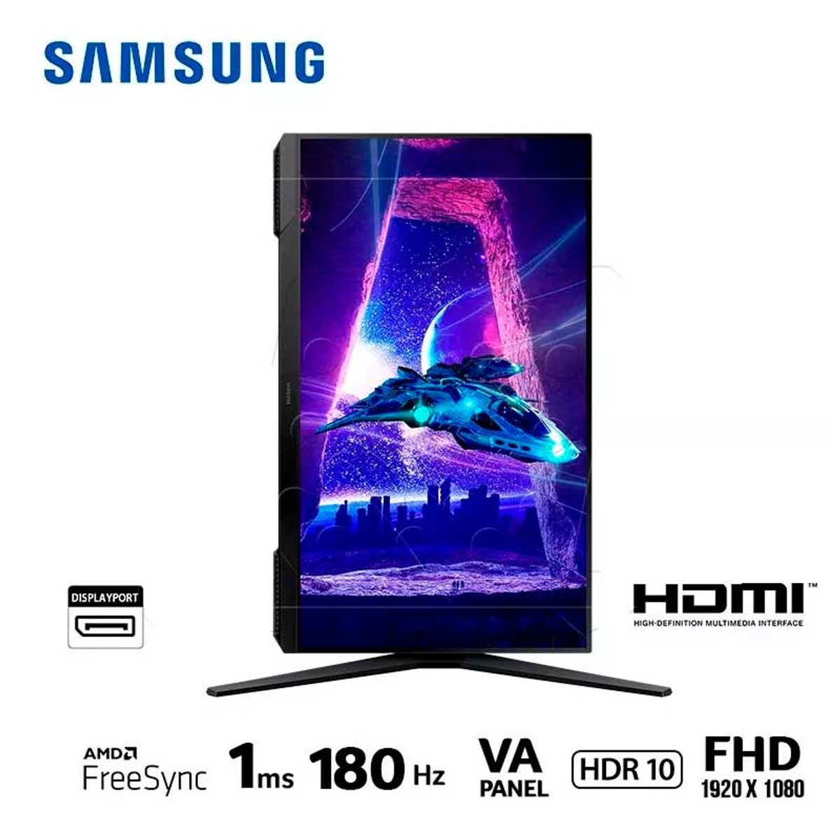 SAMSUNG - Monitor Samsung Odyssey G3 LS24DG300ELXPE 24 VA FHD 180Hz 1ms FreeSync