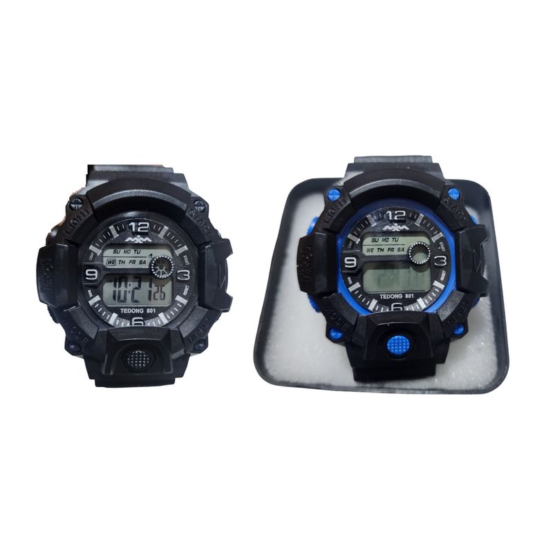 GENERICO - kit 2 reloj pulsera con luz cronometro fecha 1c