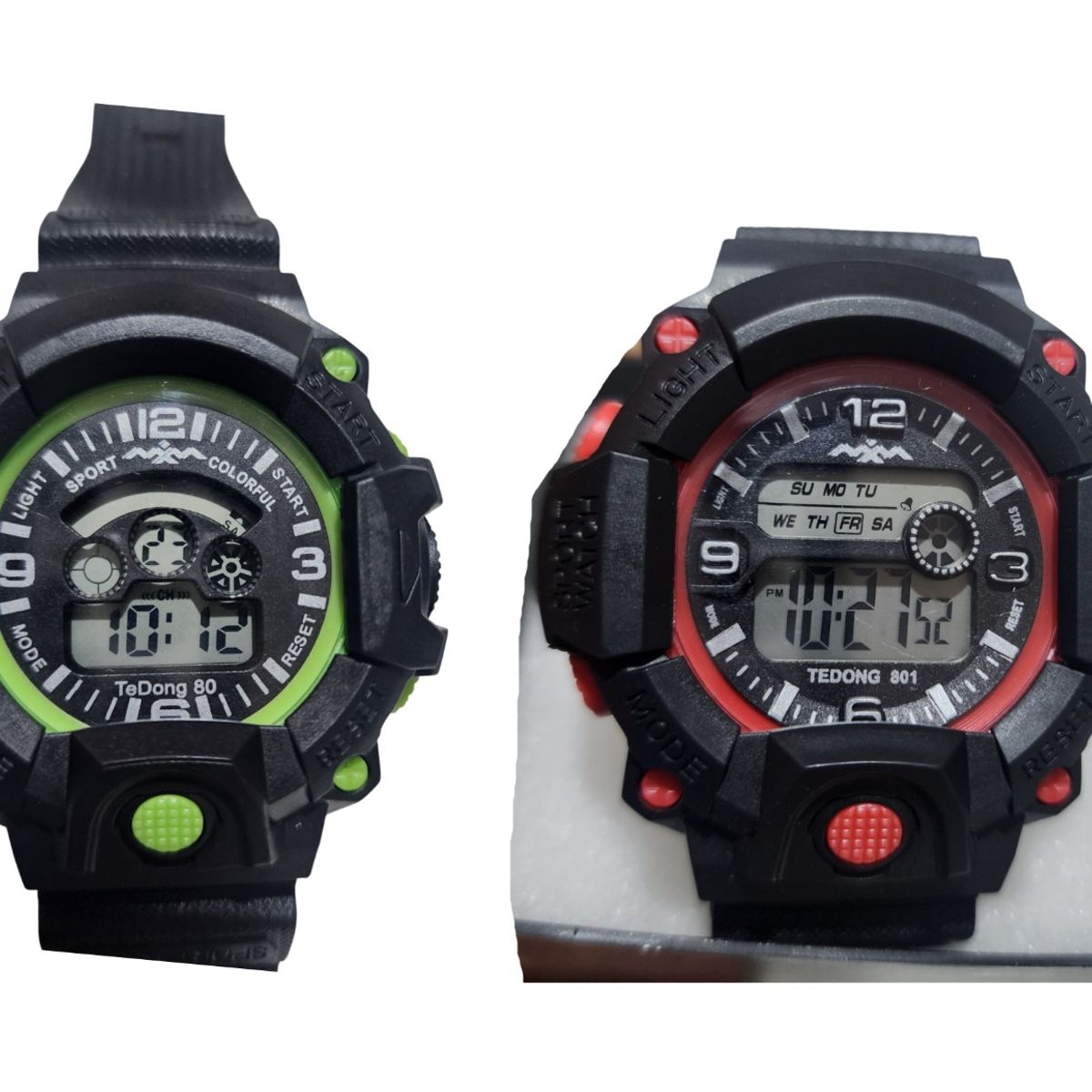 GENERICO - kit 2 reloj pulsera con luz cronometro fecha 1c