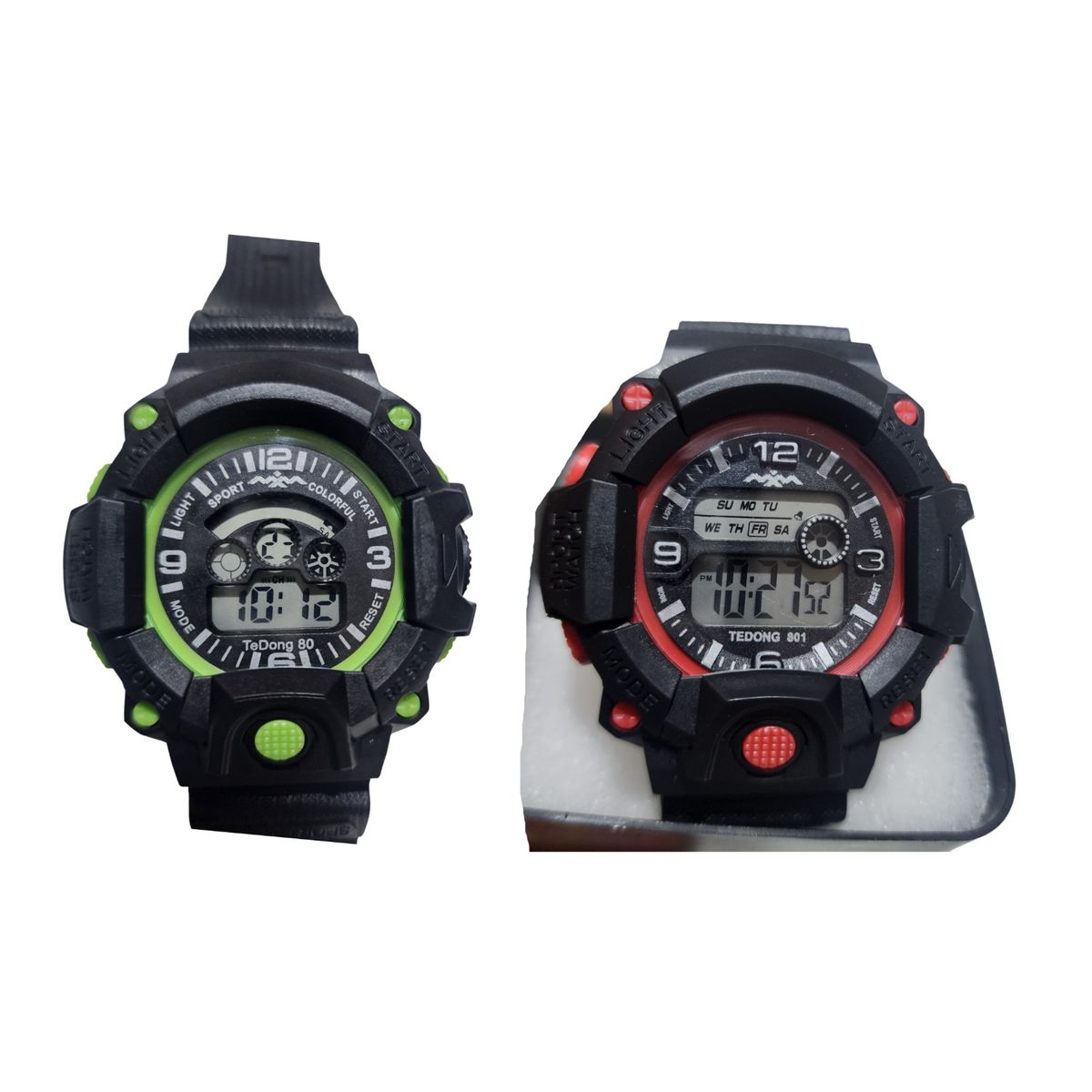 GENERICO - kit 2 reloj pulsera con luz cronometro fecha 1c