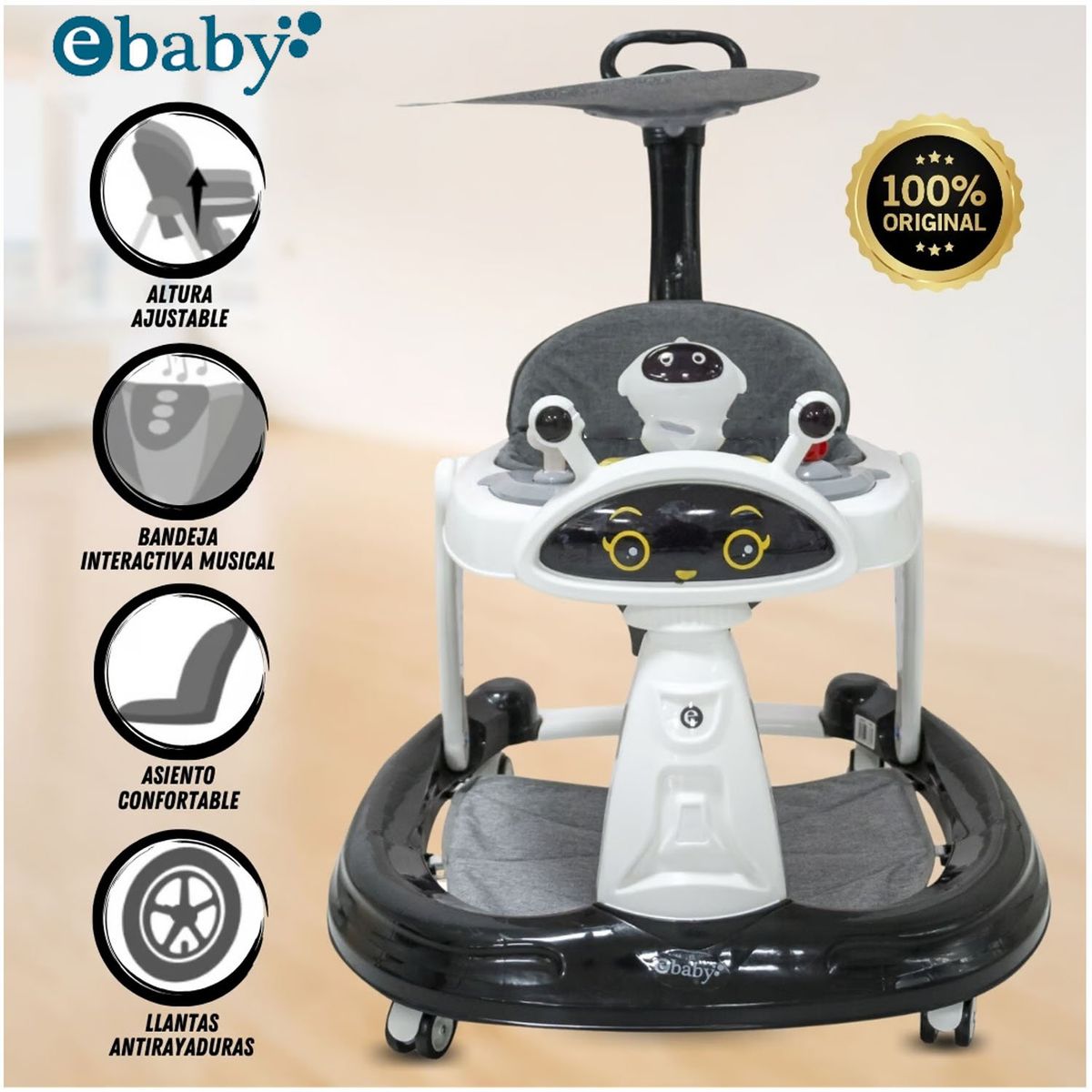 EBABY - Andador Musical «BEEP BOOP» Black