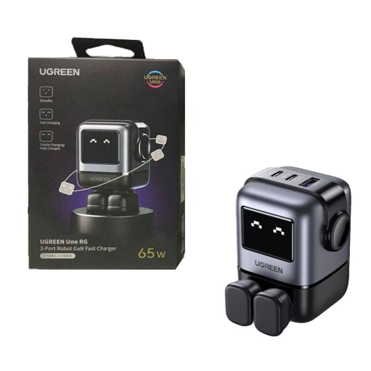 UGREEN - Cargador Robot 65W Triple entrada Original Ugreen
