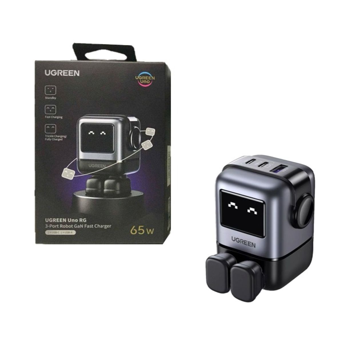 UGREEN - Cargador Robot 65W Triple entrada Original Ugreen