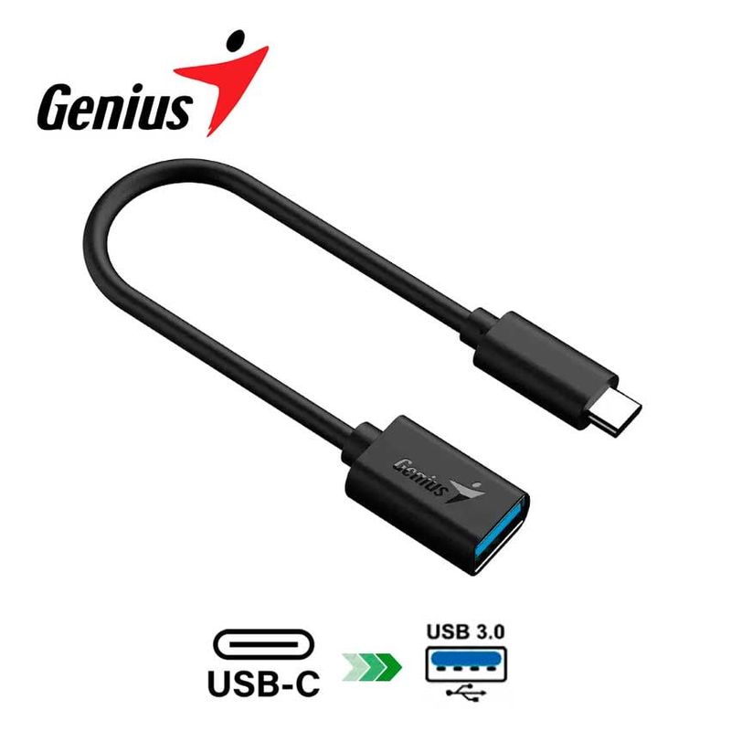 GENIUS - Adaptador USB Tipo-A a Tipo-C ACC-C2AC Conexión Rápida y Compacta