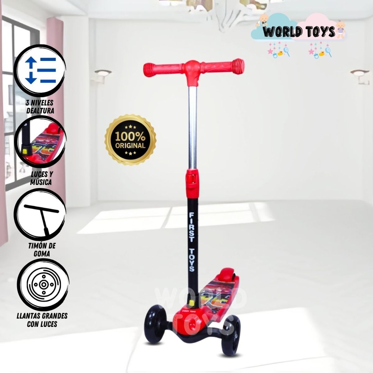 FIRST TOY - Scooter para Niños «NOMIC» Black Red