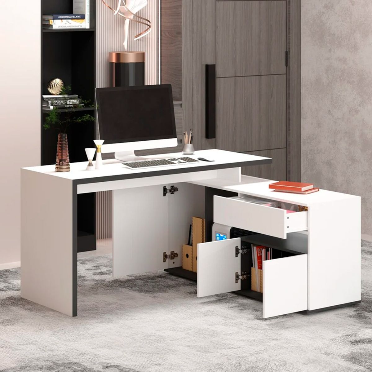 BARAKA HOME - Escritorio Con Cajón Nibeu - Blanco