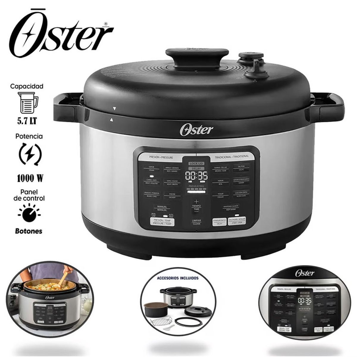 OSTER - Multi Olla Ovalada Oster 15 Funciones CKSTPCECOV57 Acero