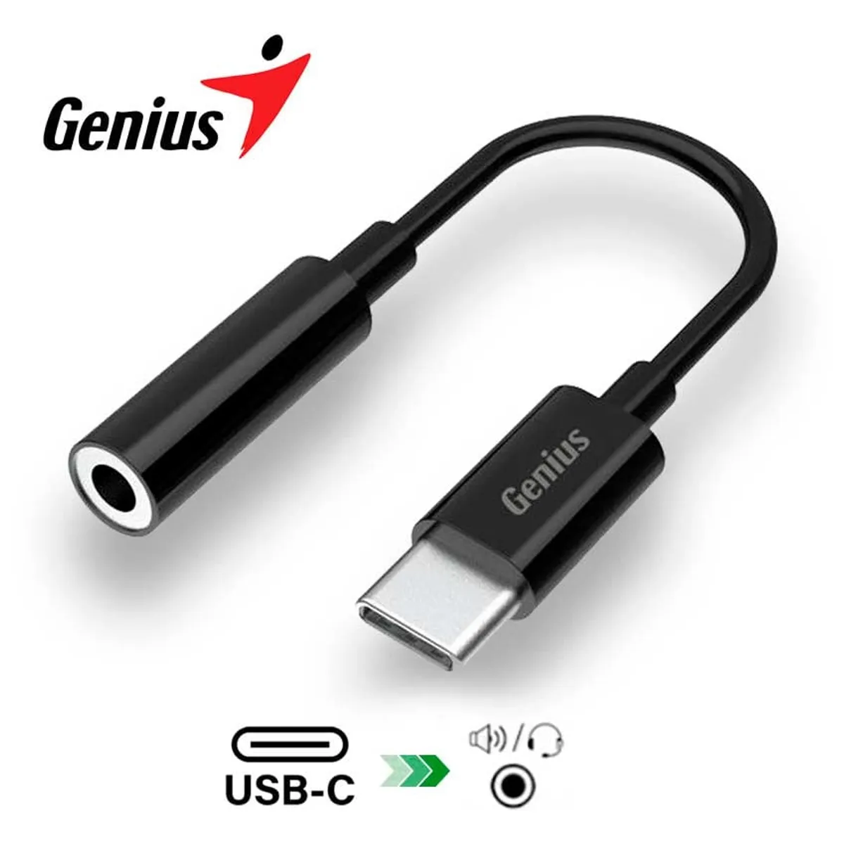 GENIUS - Adaptador Genius ACC-C100 USB-C a 35mm Audio Claro y Portátil