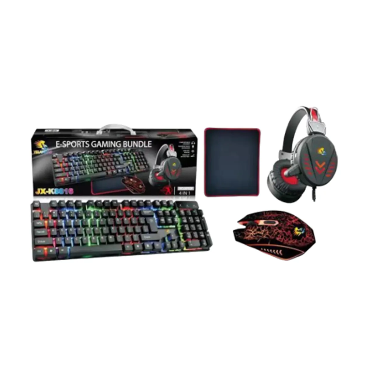 GENERICO - KIT GAMER 4 EN 1: MOUSE - TECLADO - AUDIFONOS - MOUSE PAD YELANDAR JX