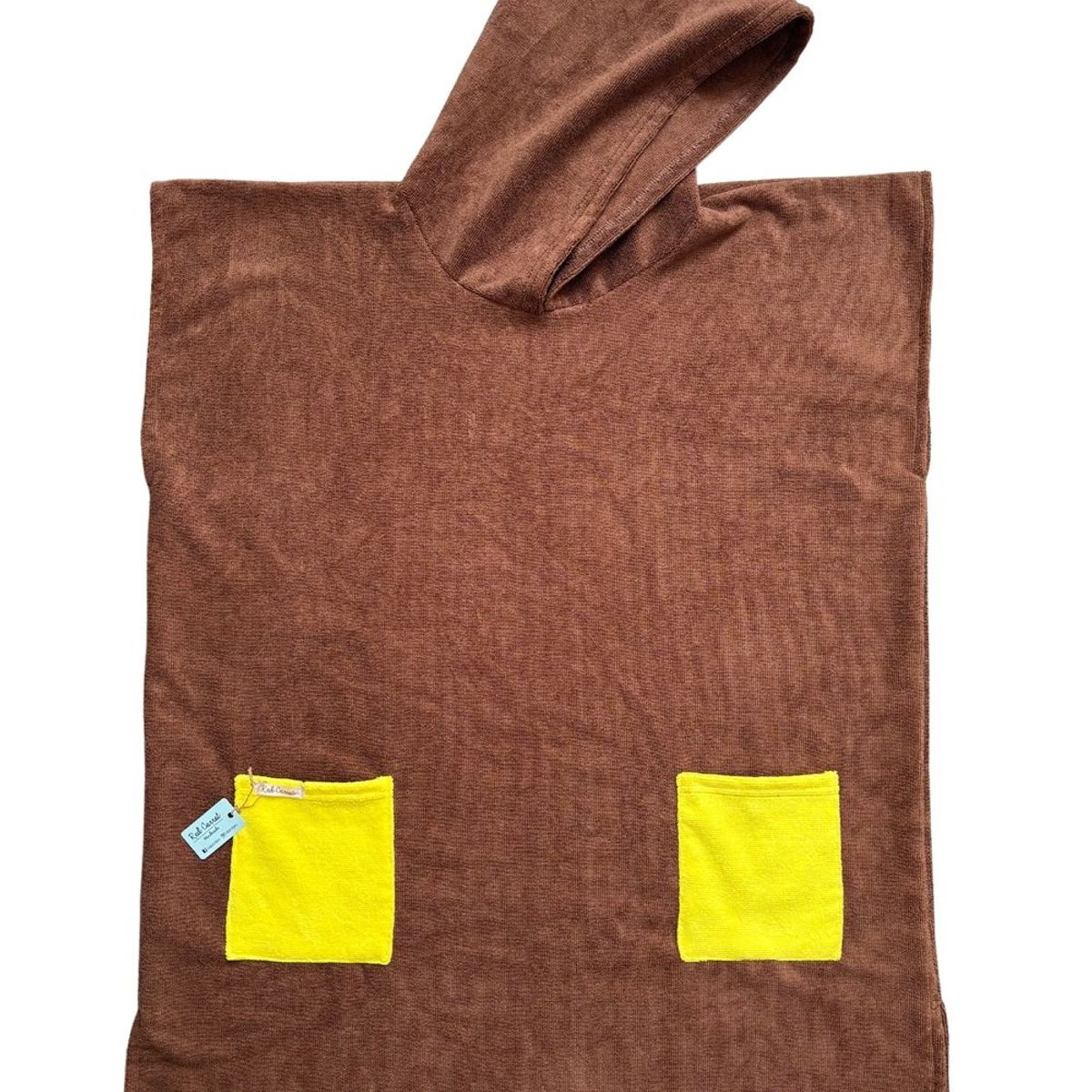 RED CARROT - Toalla poncho unisex niño 8 a 12 años marron con bolsillo amarillo