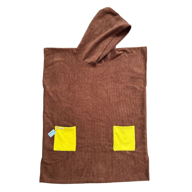 RED CARROT - Toalla poncho marron con bolsillo amarillo