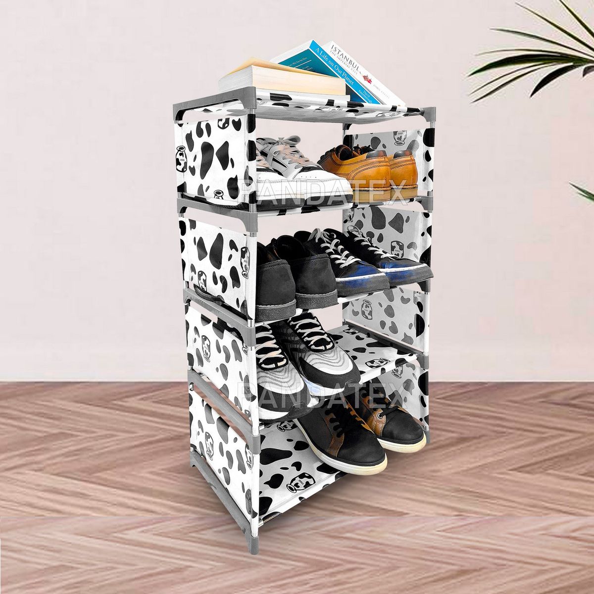 SM - ZAPATERO ORGANIZADOR COLOR BLANCO Y NEGRO 5 PISOS