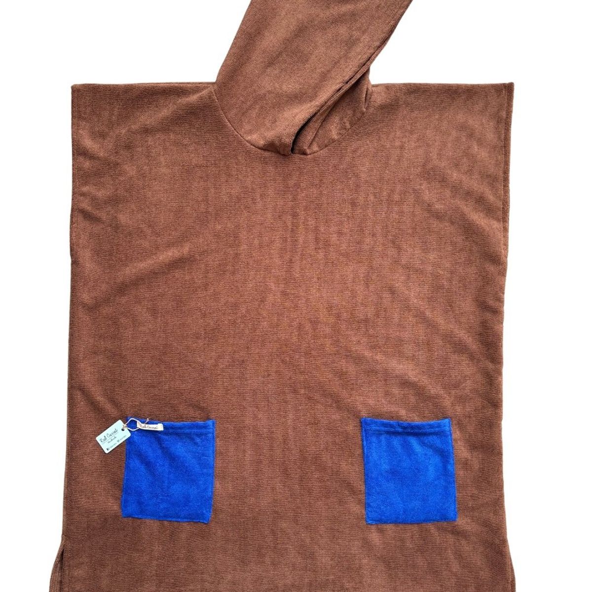 RED CARROT - Toalla poncho unisex niño 8 a 12 años marron con bolsillo azulino