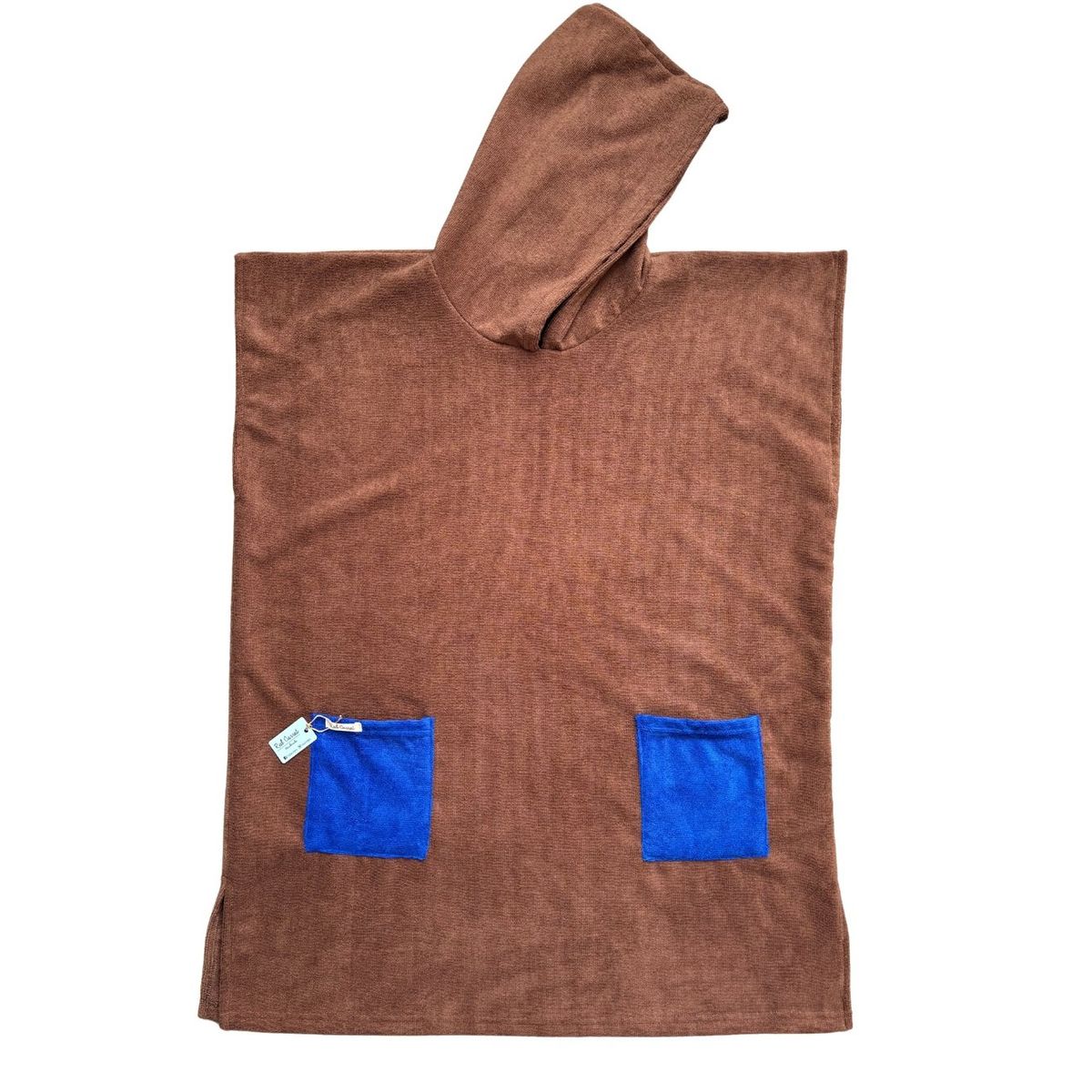 RED CARROT - Toalla poncho unisex niño 8 a 12 años marron con bolsillo azulino