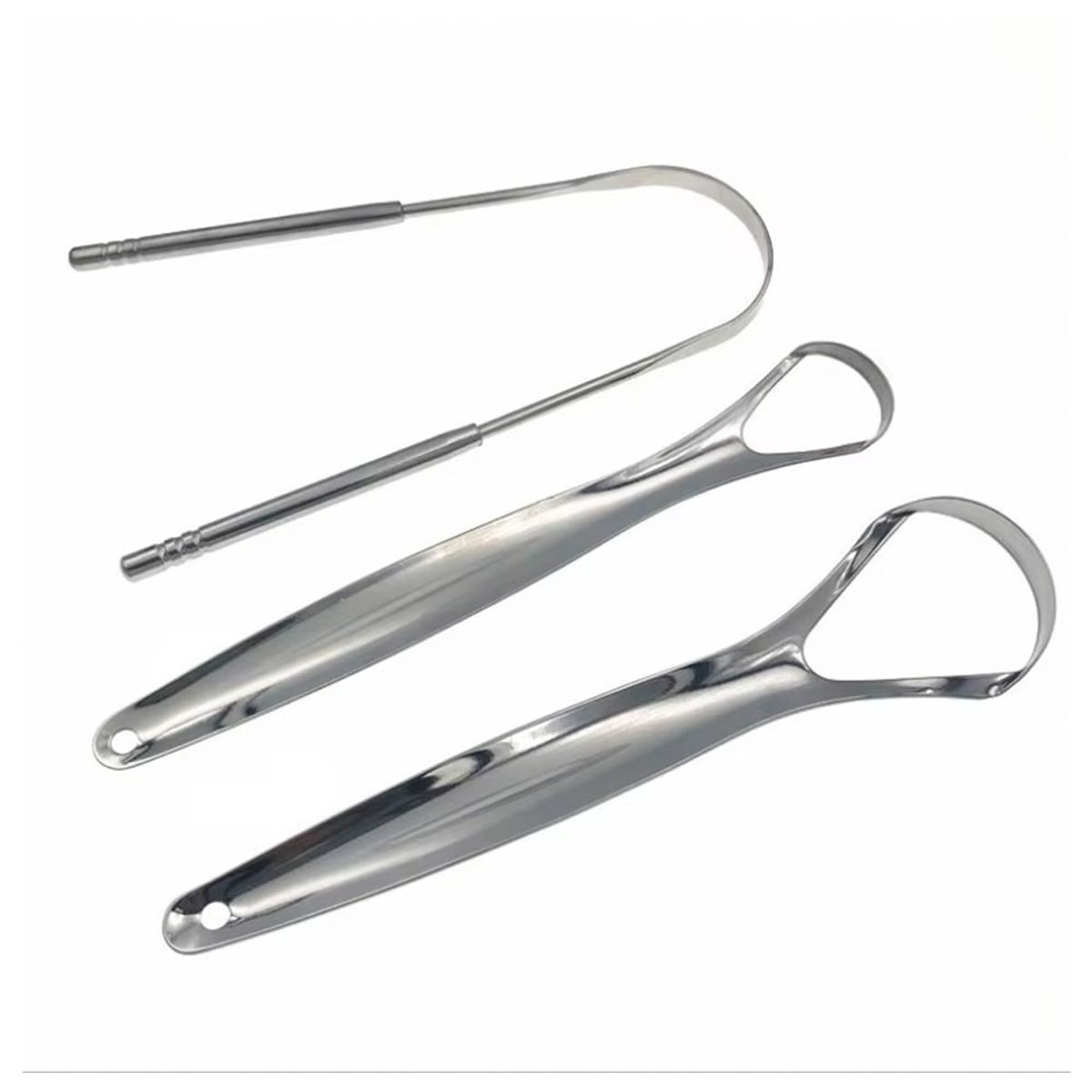 GENERICO - Pack De 3 Limpiadores De Lengua De Acero Inoxidable Plateado