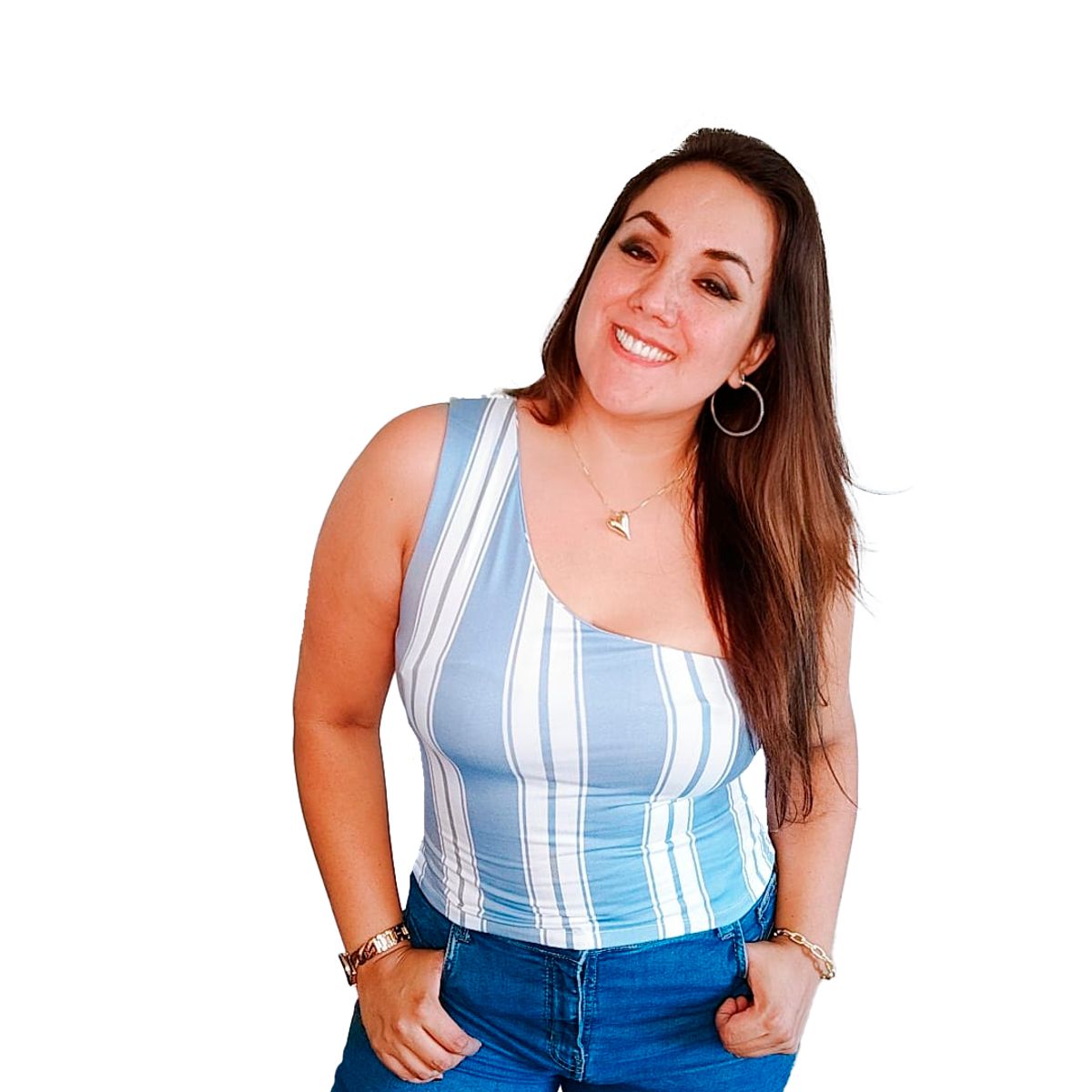 GENERICO - Blusa mujer Asimétrica - Nathalie Love It - Celeste