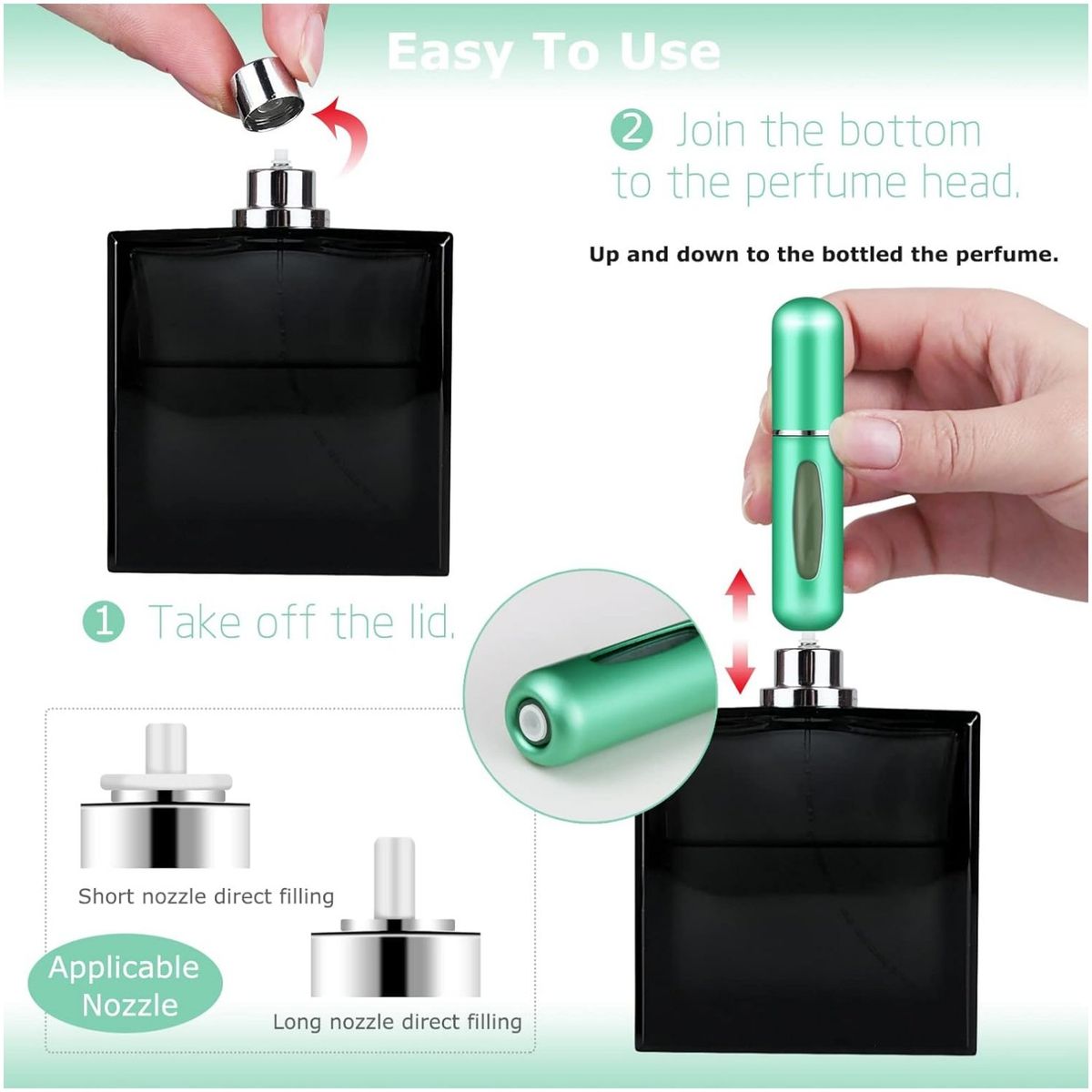 GENERICO - Dispensador Atomizador de perfume PACK 2 UND recargable