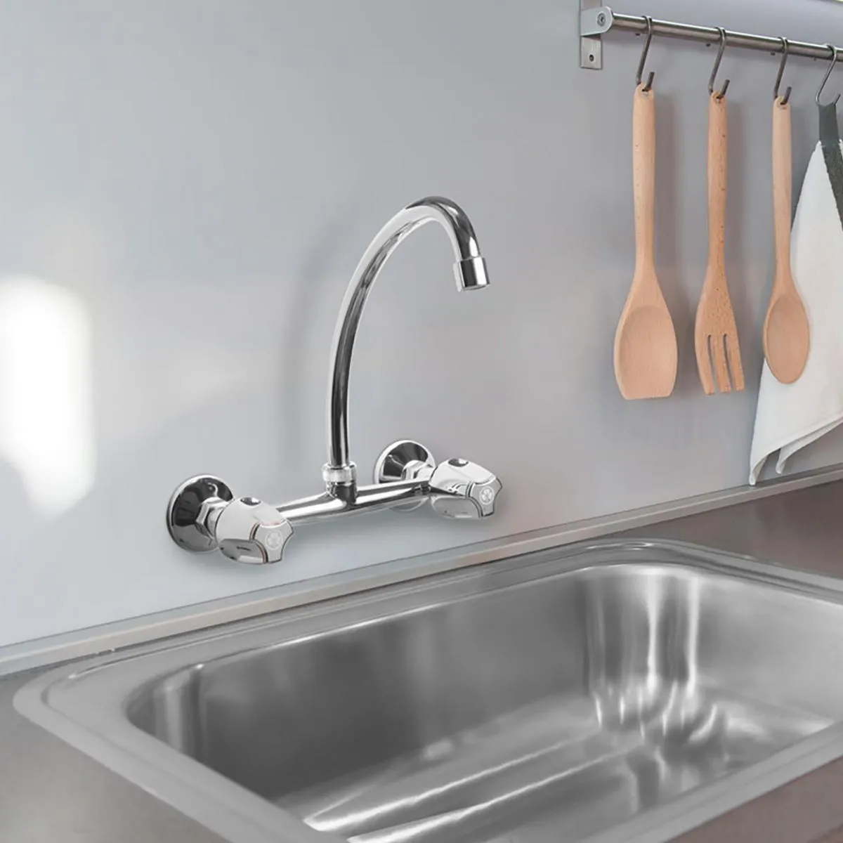 TREBOL - Mescladora para Cocina en Bronce Cromado Plateado