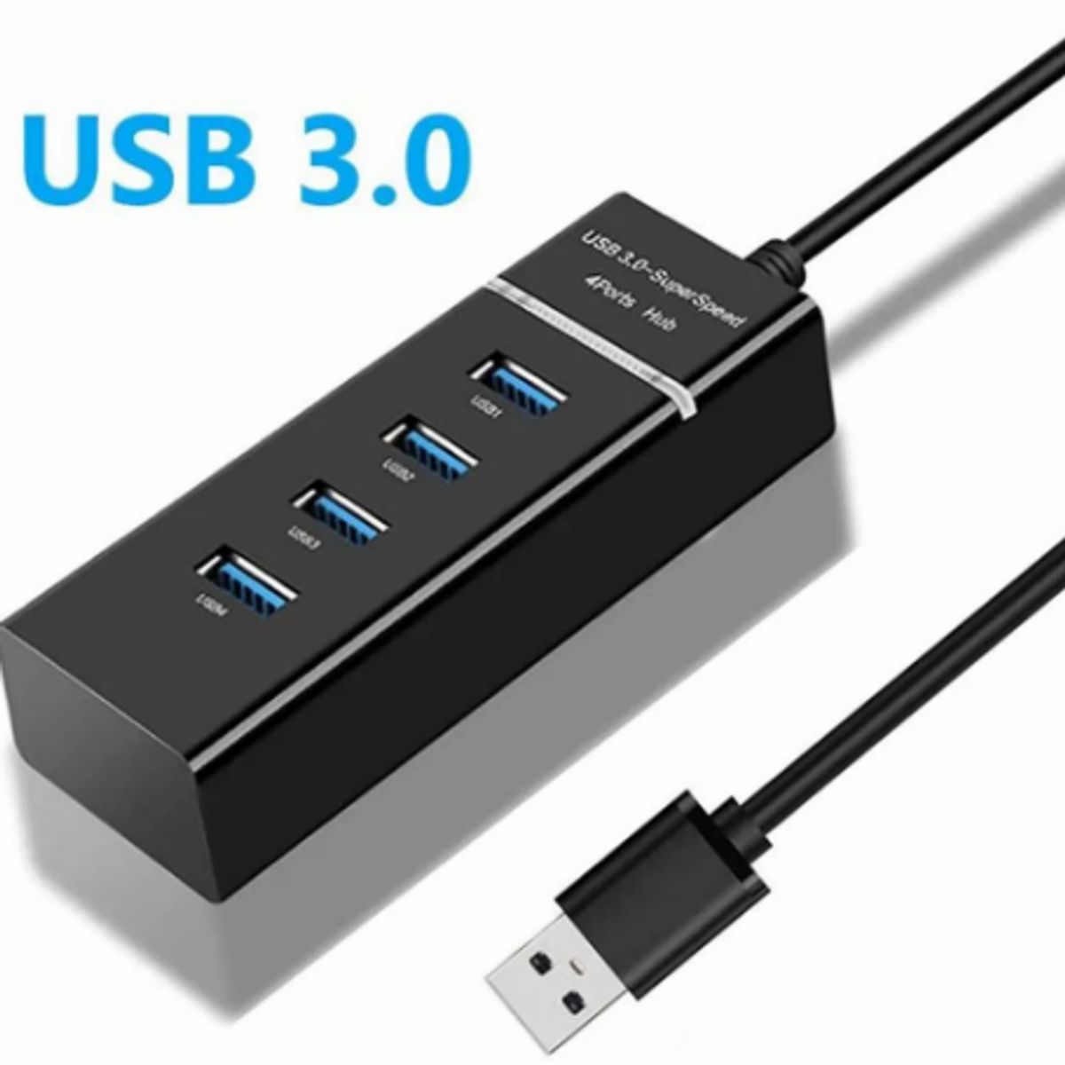 GENERICO - HUB USB 4 PUERTOS 3.0, NEGRO