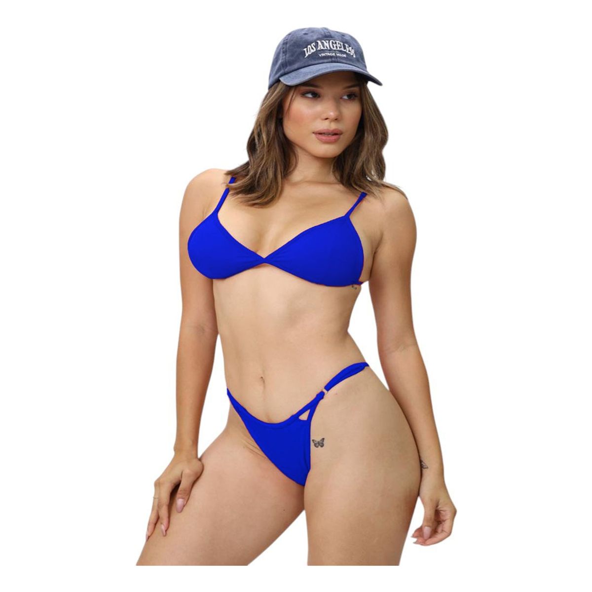 GENERICO - Bikini Semihilo Ala Delta Corte V Copa Y Reguladores Aq-45 Color Azul